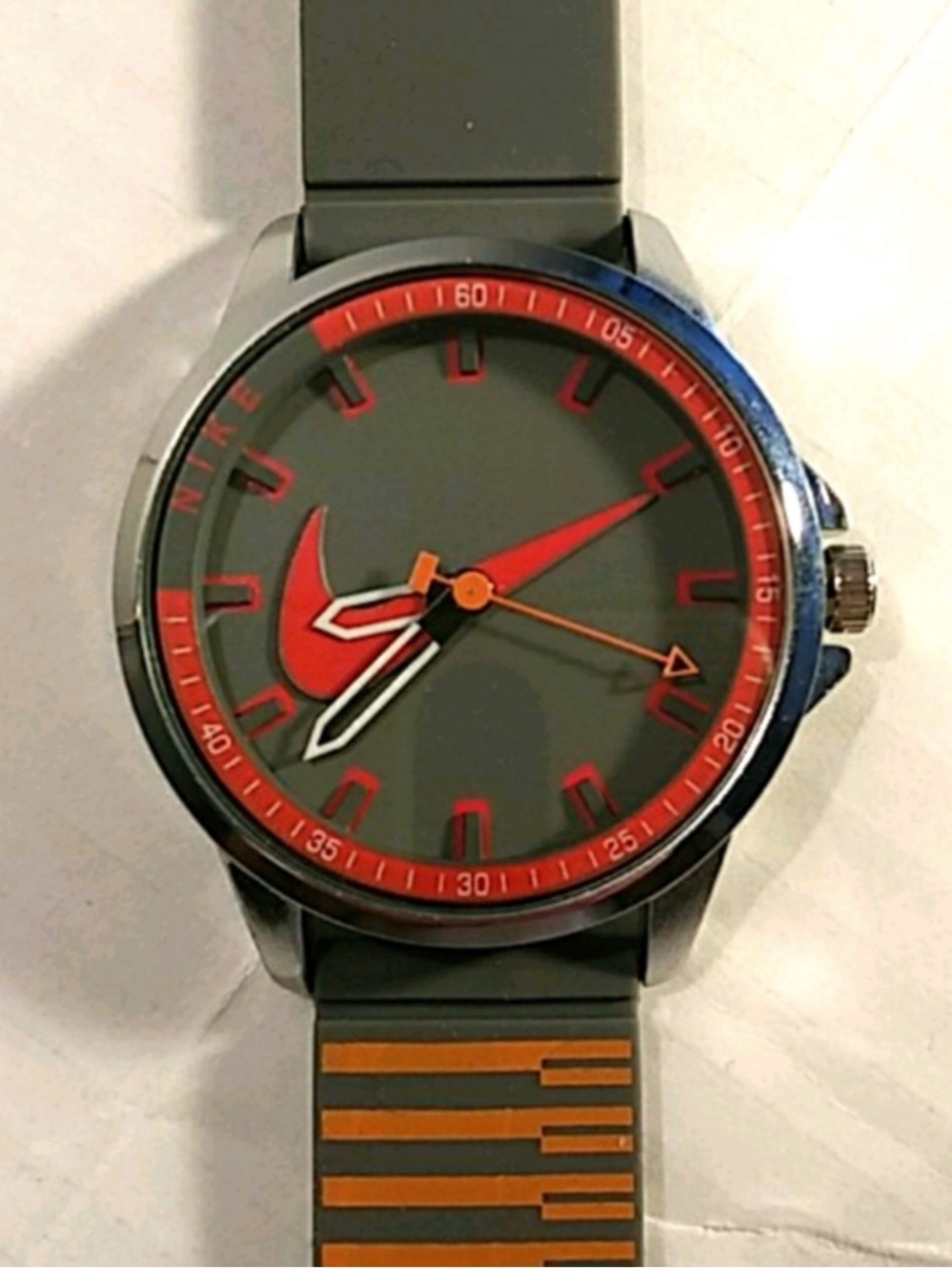 Nike Men's Analog Sport Watch in Olive Green with Orange Accents